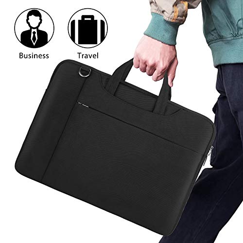 Ferkurn 14-15.6 Inch Laptop Sleeve Shoulder Case Protective Bag with Handle Compatible with MacBook Pro 16\"/14\" 15\" 15.6\" HP Asus Acer Chormebook Notebook Inspiron, Waterproof Cover with Pocket,Black