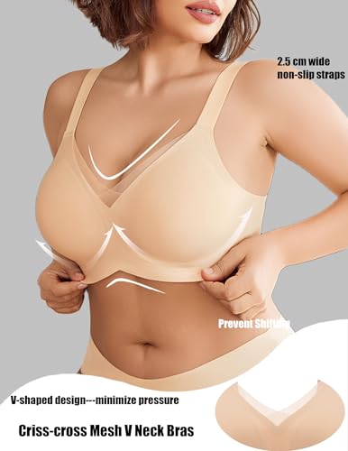 Avidlove Womens Seamless Bras No Underwire V Mesh Comfort Bralette Full Coverage Push Up Everyday T-Shirt Bra2