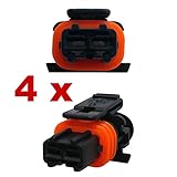 4 x Weiblicher Stecker KFZ Ersatz Stecker – Einspritzdüse Diesel – BOSCH DJB7026Y-3.5-21 without border (4 x FEMALE) 1928404072, 1 928 404 072, 1928403137, 1 928 403 137, VNP-KOMP1-2/3P, 3S7T1 4A464 MA, 60207908