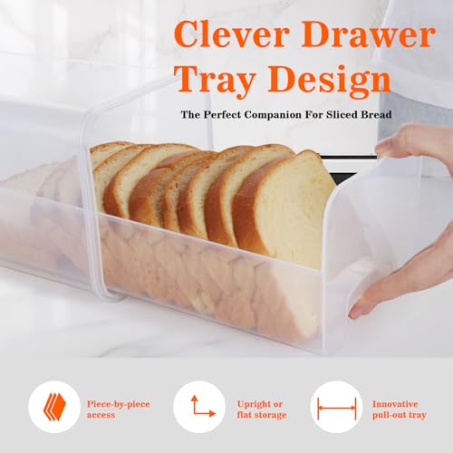 Fzaqwen Bread Containers Storage Airtight Loaf - Plastic Bread Box with Tray Loaf Keeper Storage Dispenser Container Airtight Lid For Homemade Bakery Sliced Toast Sandwich for Kitchen Home - Image 3