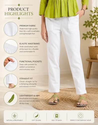 Image of DIGITAL SHOPEE Women Regular Fit Elastic Waist Full Length Cotton Formal Trouser for Casual Wear, Office Wear