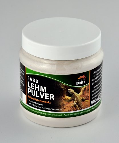 Terra Exotica Lehmpulver für Terrarien 800 g weiß, rot, gelb oder braun – Natürlicher Bodengrund-Zusatz für Reptilien, Amphibien & Wirbellose – Ideal zum Mischen mit Sand oder Erde (weiß)