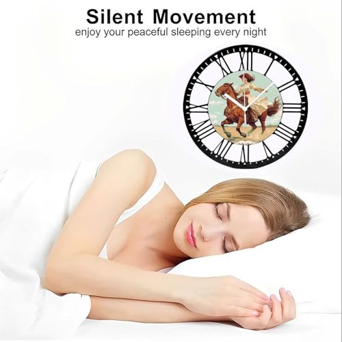 Reloj de pared metálico silencioso de 10 pulgadas con números romanos miniatura 6