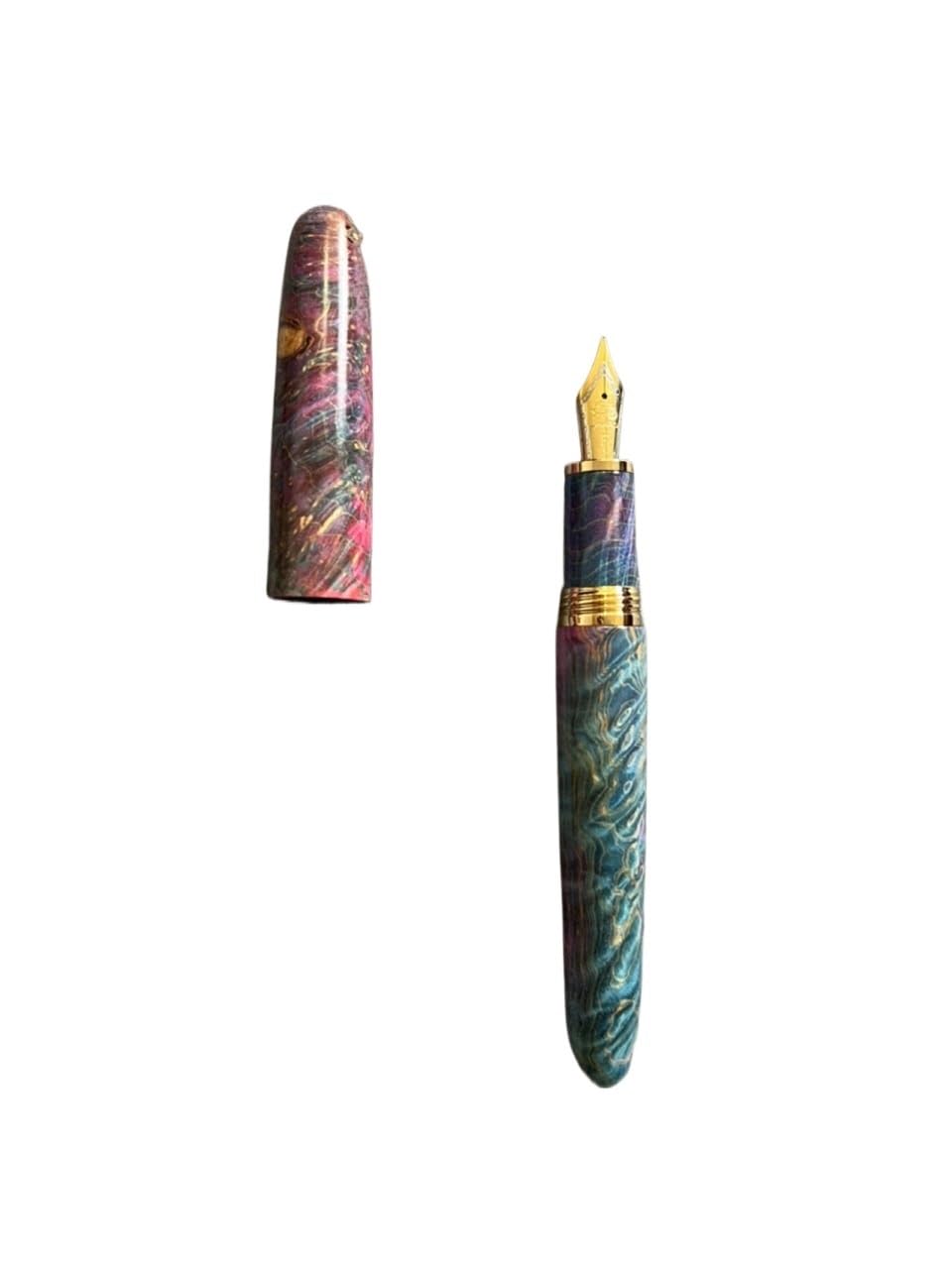 Füllfederhalter aus stabilisiertem Holz, lange Messerspitze, Schreibtinte, Stift, Schule, Bürobedarf, Studenten, Schreibgeschenk (Rot, Lila, EF)