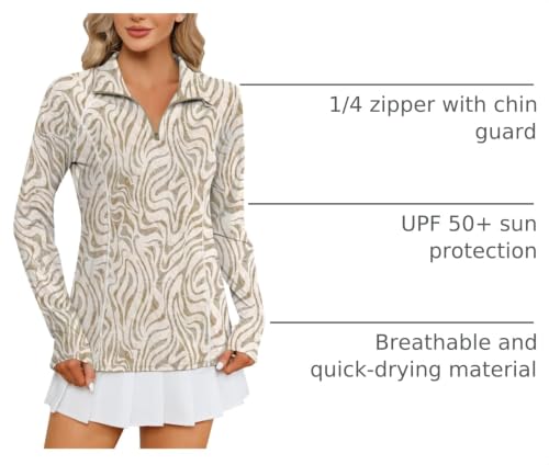 Image of LOMON Women Long Sleeve Shirts Sun Protection 1 /4 Zip Summer Quick Dry Hiking Shirts Quarter Zip Pullover for Women
