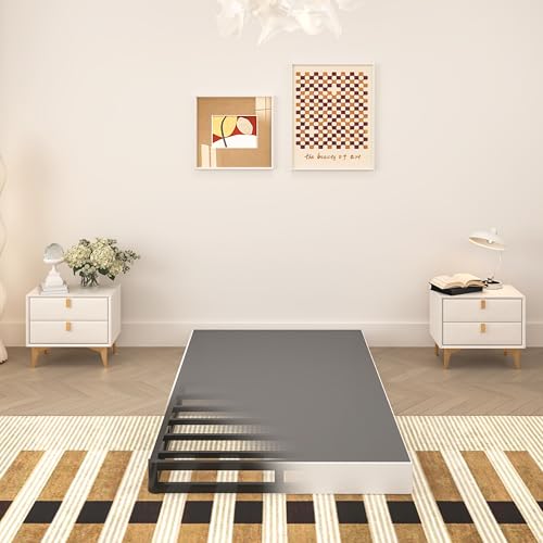 TROZULER 5 Inch Twin Box Spring Heavy Duty Metal Mattress Foundation 2500 lbs Capacity Low Profile Noise-Free Easy Assembly with Fabric Cover