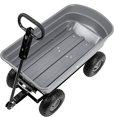 Miweba Bollerwagen Dumper | 𝟑𝟎𝟎 kg Traglast - Luftreifen - Volumen 75 L - Kippfunktion - Sackkarre - Schubkarre - Transportwagen - Kinderwagen - Handwagen - Gartenwagen - Wagen - Kippwagen (Grau)