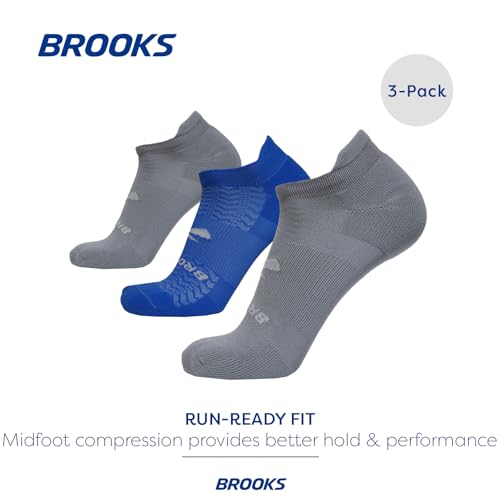 Image of Brooks Run-In No Show Socks, Athletic Running Socks, Comfort Fit, 3-Pack