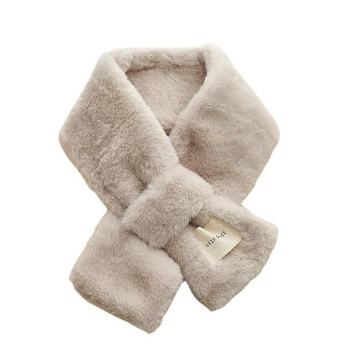 New Fuzzy Criss-Cross Scarf, Adult Unisex, Plush Fleece Material, Dusty Rose (杏色)