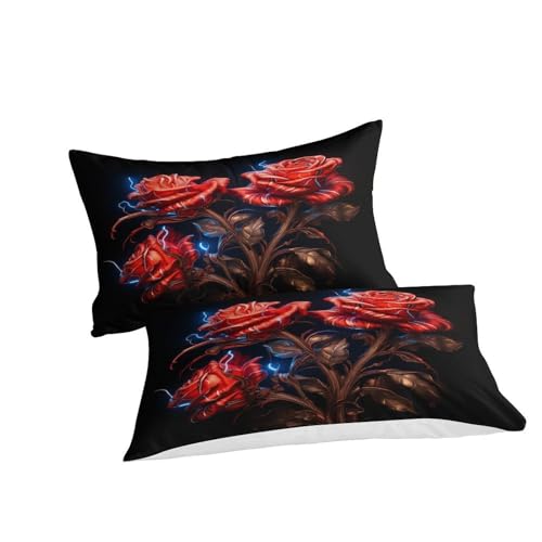Housse de couette imprimée roses King en microfibre premium 3D - 5