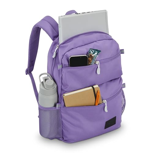 Image of High Sierra Everclass Backpack - Travel or Work Laptop Bookbag with 360 Reflectivity, Dual Water Bottle Pockets & Fits Laptops Up To 15.6 inch, One Size, Light Purple