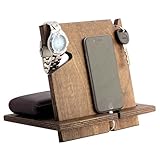 Wooden iPhone Docking Station, Christmas Gifts For Him, Graduation Gifts For Him, Gifts For Dad, 5th Anniversary Gifts For Him, Works With ALL iPhone models, Android (Espresso-non personalized)