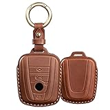 SANRILY for BMW I3 I8 Key Fob Cover 2014-2019 Keyless Entry Keychain Holder Full Protection Retro Hand-Made Leather Key Case Shell Brown