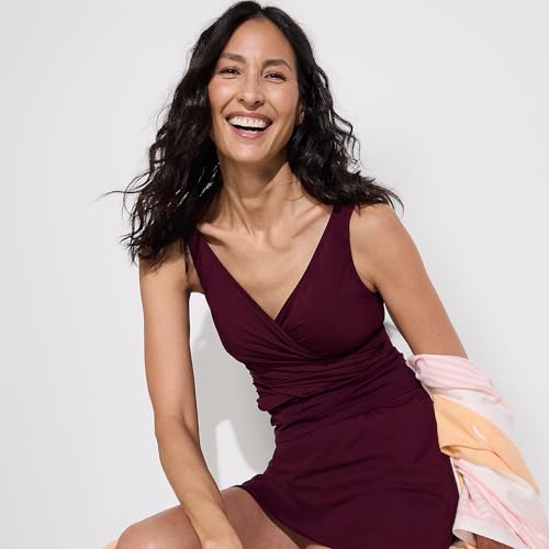 Lands' End Women's Slender Suit Tummy Control Wrap Tankini Swimsuit Top4