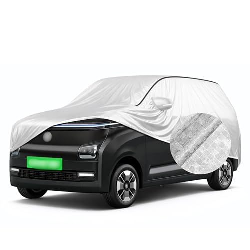 Image of SEAZEN Waterproof Car Cover for MG Comet EV | Dustproof, UV & Scratch Resistant Soft Cotton Lining | Triple Stitched, Mirror Pockets & Elastic Hem | Metallic Silver with Black Piping