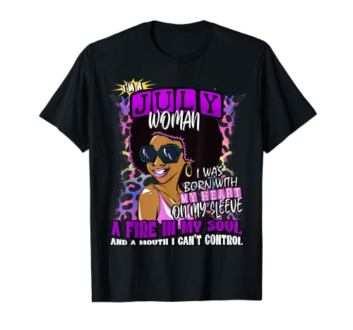 Black Melanin Queen Julio Afro American Birthday Cancer Leo Camiseta