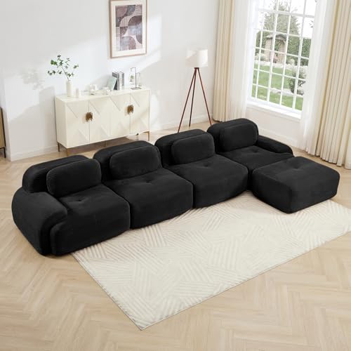 Image of Corduroy Modular Sectional Sofa, Oversized Cloud Couches for Living Room