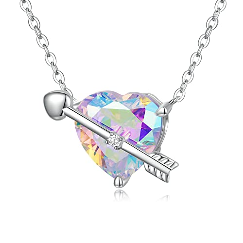 Collier améthyste en cœur et or blanc pour femme