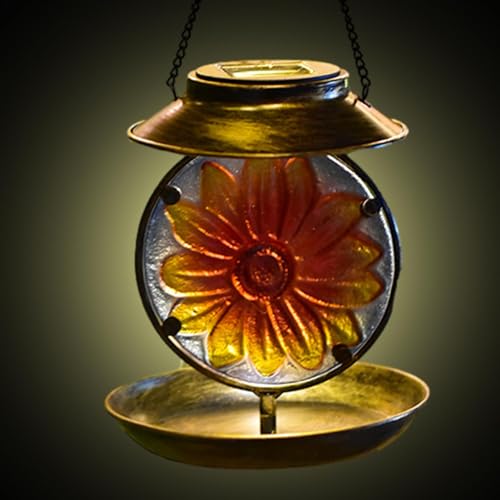 Solar Bird Feeders For Outdoors Hanging, Waterproof Lantern Design Bird Feeder With Solar Lamp, Solar Garden Lantern, Metal Outdoor Bird Feeders, Feeders Garden Decor