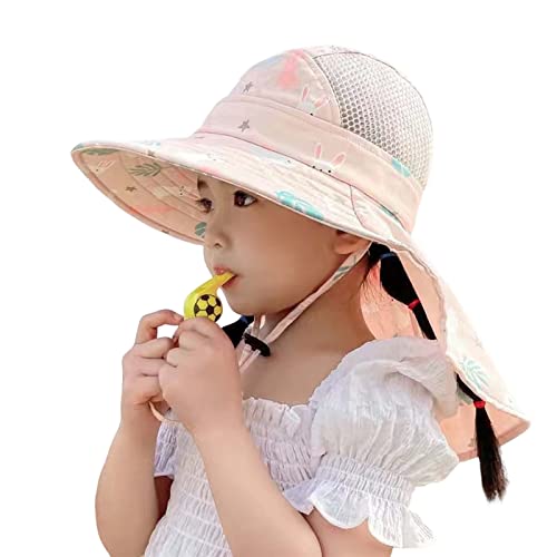 La Mejor Lista de Sombreros y gorras para Niña que Puedes Comprar On-line. 42 Sombrero de sol para niños y niñas, UPF 50+, ajustable, de ala ancha, con silbato, peso ligero, para niños de 3 a 12 años, Rosa claro, 6 Años