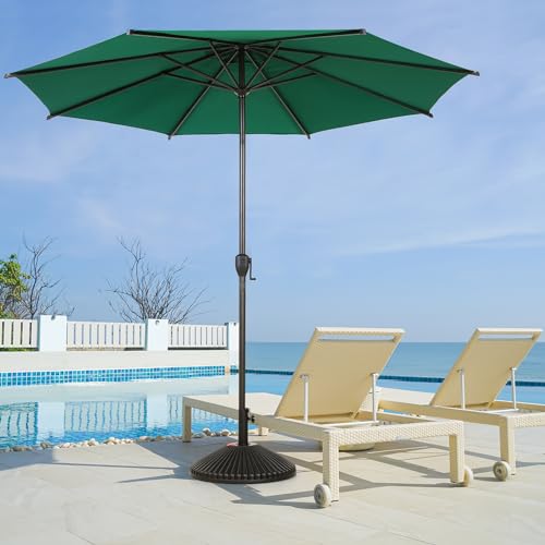 Image of Abba Patio 11FT Lyon Outdoor Patio Umbrella Outdoor Table Umbrella with Push Button Tilt and Crank Market Umbrella 8 Sturdy Ribs UV Protection Waterproof for Garden Deck Backyard Pool Dark Green