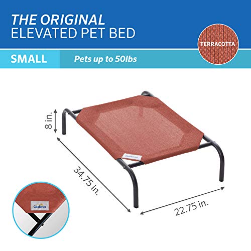 Image of Coolaroo Original Elevated Dog Bed - Breathable Off-The-Ground Pet Bed with Cooling Fabric, Joint Relief & Moisture-Resistant Fabric, 100% Recyclable, Easy Clean, Terracotta, Small