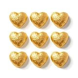 50 Individually Wrapped Gold Foil Milk Chocolate Hearts for Wedding Favours, Thank You Chocolates, Party Table Treats, Events, Offices & Hospitality | Vegetarian & Gluten Free | Espresso Yourself