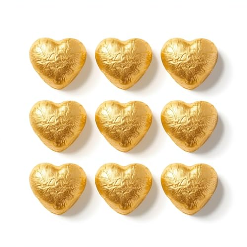 50 Individually Wrapped Gold Foil Milk Chocolate Hearts for Wedding Favours Thank You Chocolates Party Table Treats Events Offices & Hospitality | Vegetarian & Gluten Free | Espresso Yourself