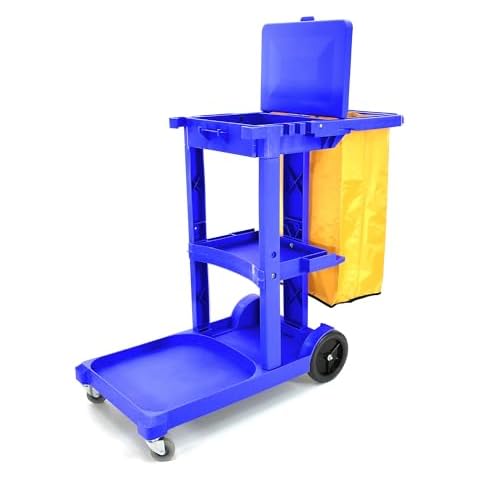 Commercial Housekeeping Janitorial cart with Vinyl Bag AF08170 Blue Cover