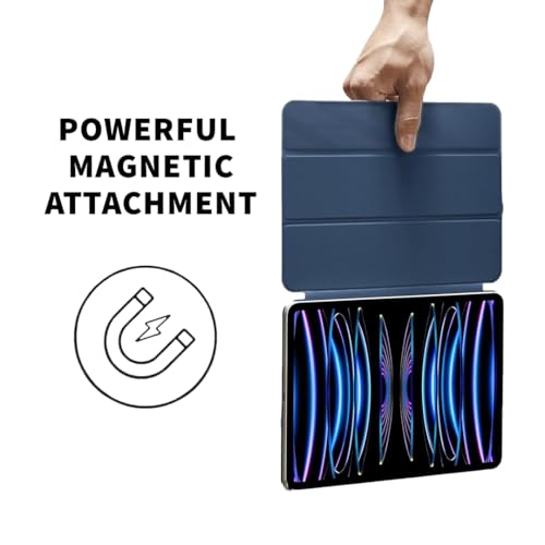 Image of LIRAMARK Case for Apple iPad Pro 11 inch 2022 /2021 /2020 4th /3rd Generation, Powerful Magnetic Case, Slim Trifold Stand, Supports Pencil Pro and Pencil (USB-C), Rebound Series - Blue