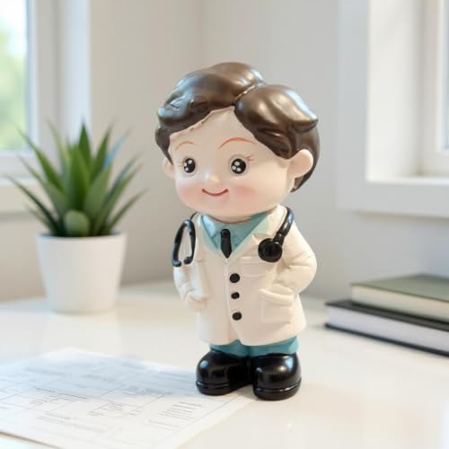 Image of Yourkarts Small PVC Doctors Figures with Stethoscope for Office Desk, Car Dashboard & Home Decor | Realistic Male Doctor Miniature Model | Medical Theme Decoration | car Accessories 2025