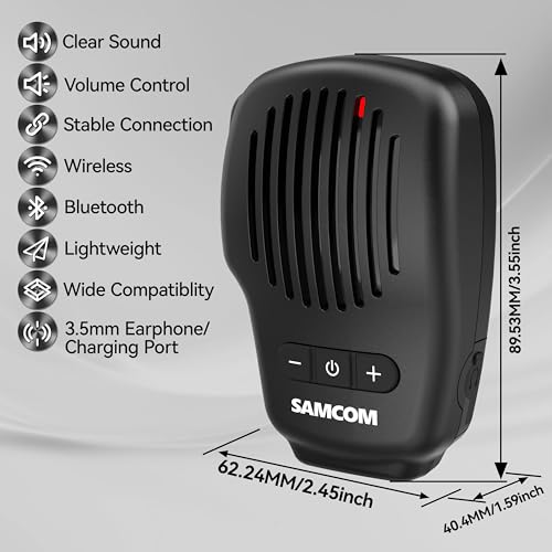 Image of SAMCOM Wireless Bluetooth Walkie Talkie Mic with 2 Pin Dongle | Cordless,10-Hour Battery, IP67-rated Waterproof, Clear Sound, Solid Build, Hands-free,Easy Pairing for FPCN30A FPCN10A Radios