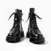 QEOSNBX Men'S Black Patent Leather Platform Combat Boots Fashion Side Zipper Wide Toe Lace Up Chunky Lug Sole High Top Motorcycle Boots Comfort Waterproof Non-Slip Casual Ankle Booties (Black2,12)
