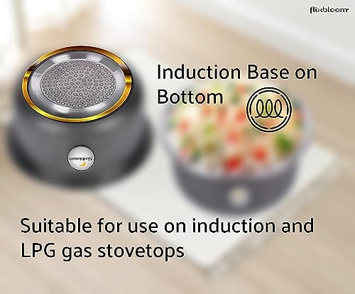 Image of Lunar Black Utensils Induction Base Combo Set 2 Pcs Cookware Sets Tope /Handi Aluminium Thick Flat Bottom Patila /Bhagona /Tapila /Tapeli Vessel Set for Kitchen (1L+3L Gift Sets)