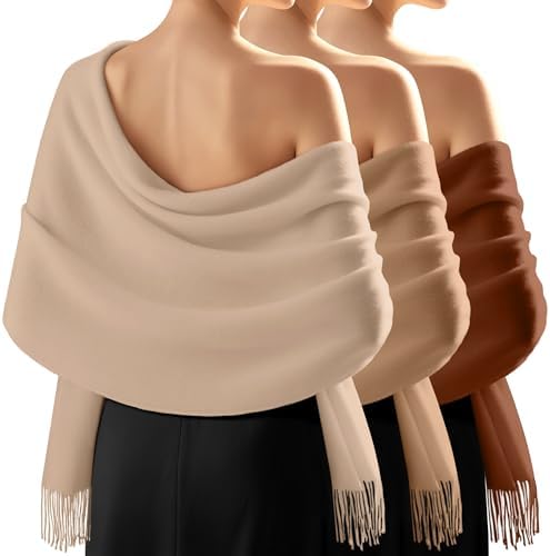 3 Pack Pashmina Shawl Wraps for Evening Dress Bridesmaid Gifts Wo...