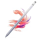 Stylus Pen for Touchscreen - 1.5mm Ultra-Fine Tip Stylus Pen for iPad Pro, Air | Magnetic Cap | 12H Battery | No Bluetooth | Compatible with iPhone, Android, Chromebook, Tablets (White Purple)