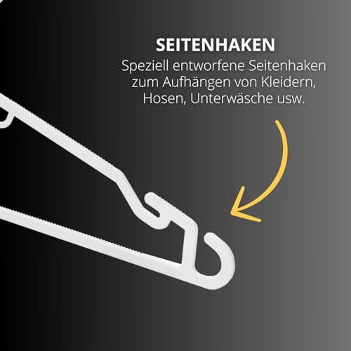 Berlona Kleiderbügel Weiß 20 Stück – Platzsparende Bügel aus Kunststoff, Ultraflach & rutschfest – für Hemden, Kleider, Tops, T-Shirts & Gürtel – 41 x 18,5 cm