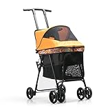 Kinderwagen Einhand-Faltung 4-Rad 360° drehbares Vorderrad für Katzenhund Universalrad Aufbewahrungskorb Tablett Sicherheitsgurt Max.bis zu 22 lb mit Link Brake (Color : A)