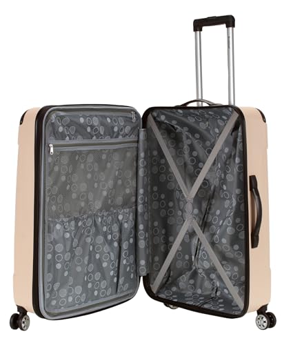 Image of Rockland London Hardside Expandable Spinner Wheel Luggage, Champagne, Checked-Large 28-Inch