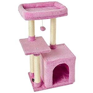 FISH&NAP Cute Cat Tree Kitten Cat Tower for Indoor Cat Condo Sisal Scratching Posts with Jump Platform Cat Furniture Activity Center Play House Pink