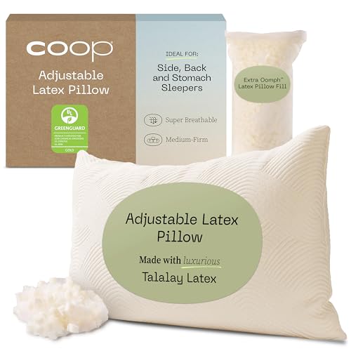 Coop Home Goods Adjustable Latex Pillow Queen, with Talalay Latex...
