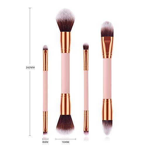 Logiverl Makeup Brushes Double Sided Concealer Powder Eyeshadow Eyebrow Blush Dual-Ended Make Up Brushes Set With Wooden Handle (Pink)… #TOP3