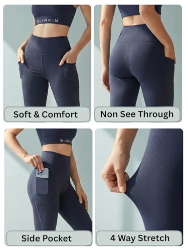 Image of BLINKIN Flared Gym Pants for Women's Workout - The Ultimate Yoga Pants | Workout Lowers | Gym Track Pants for Women with Side Pockets (2049)