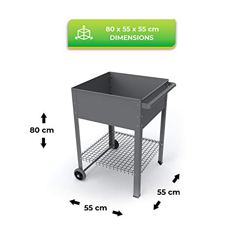 Chariot à fleurs Steinfurt Bio Green gris 55x80 cm pour jardin