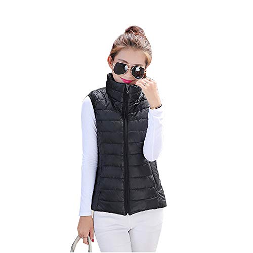ZEVONDA Chalecos Acolchado Sin Mangas Mujer - Algodón Otoño Invierno Chaleco Casual Capucha Deportivo, Negro/EU M = Tag XL Cover