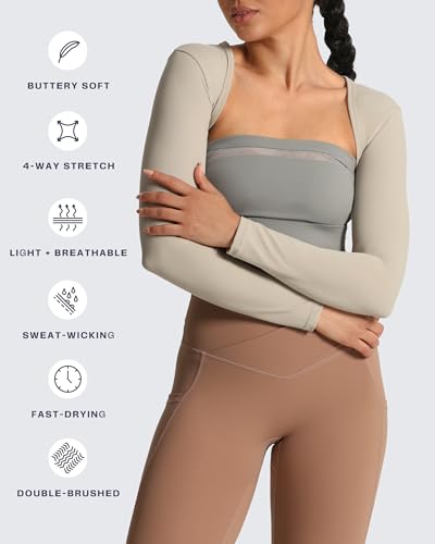 Image of Aoxjox Women's Lexi Lined Bolero Shrug | workout long sleeve,waist-defining cropped fit,open front cardigan,buttery soft fabric,layering,yoga,gym,daily wear