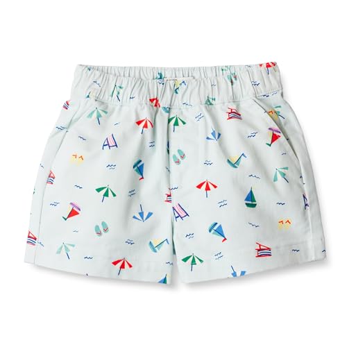 Amazon Essentials Unisex Babies x Sofia Grainge Unisex Baby Toddlers & Big Kids Pull-on Cotton Twill Shorts Pale Blue Beach Small