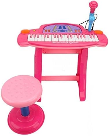 NMIT Childrens Recording Karaoke Electronic Keyboard Piano With Stool- Electric Keyboard with Lights for Boys Girls - Mega Music Station - 36 Keys - 32 functions - Microphone, Mic Stand, Stool
