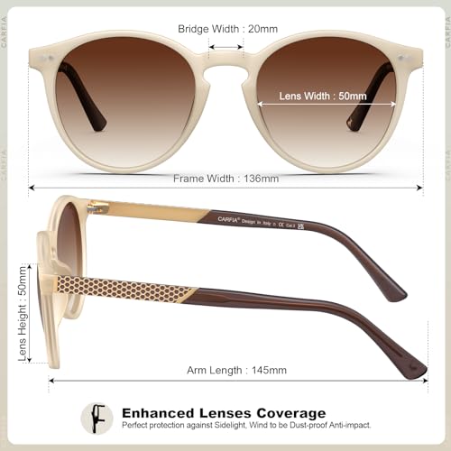 Miniatura 5 de Carfia Gafas De Sol Para Mujer Vintage,Circulares Gafas Polarizadas Mujer,100 Protección Uv
