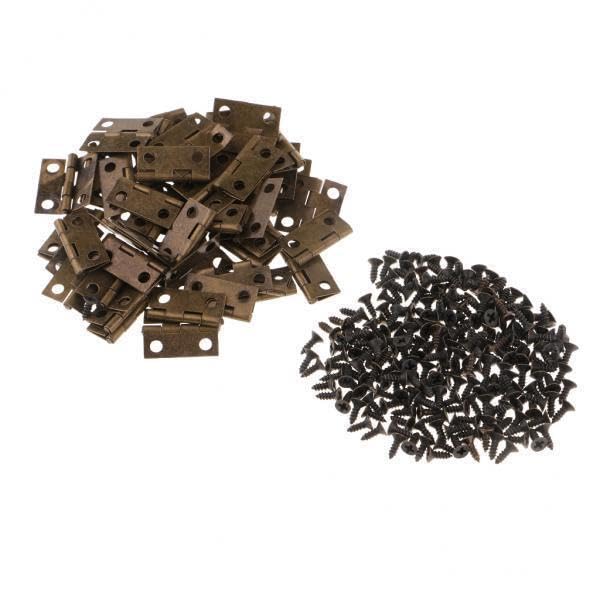 3x50 Pieces Bronze Retro Rectangle Wood Jewelry Gift Box Hinges with Screws-picture-10